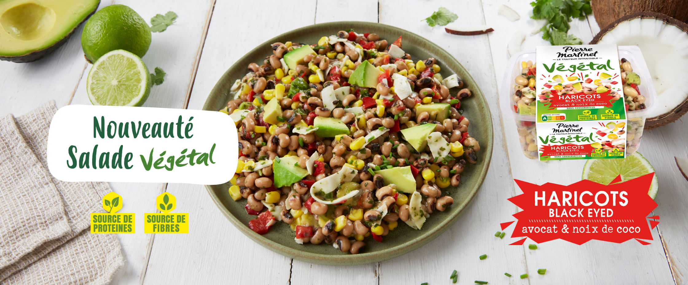 Nouveauté salade végétal : Haricots black eyed avocat & noix de coco