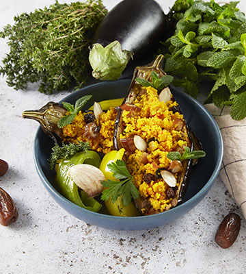 Aubergines « confites-farcies » à la berbère